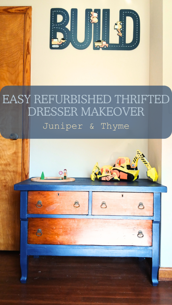 Finished refurbished dresser for little boy's room.